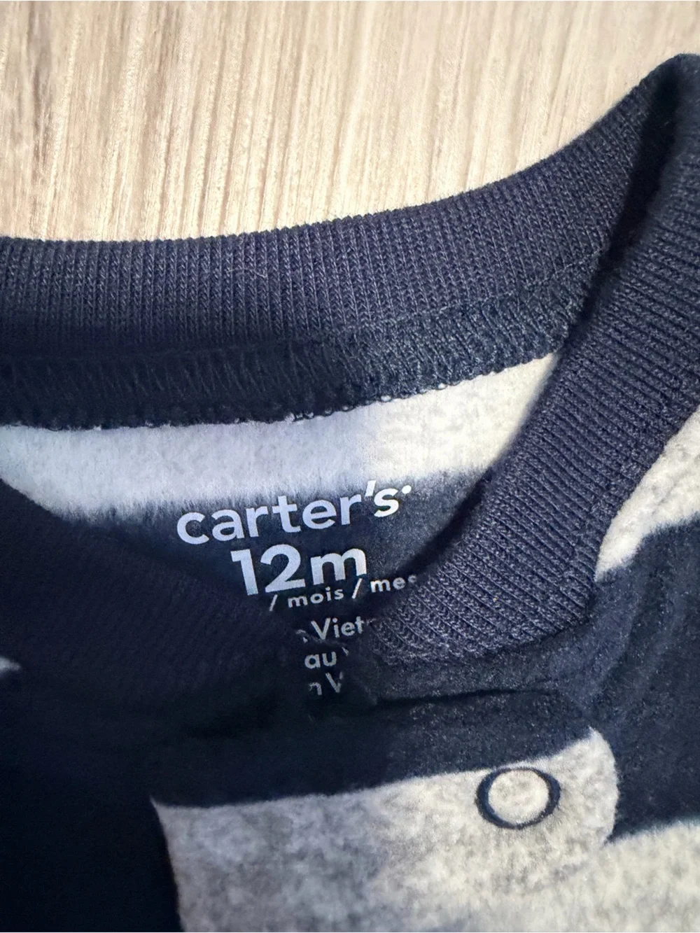Carter's Navy & Gray Striped Footie with Red Fire Truck